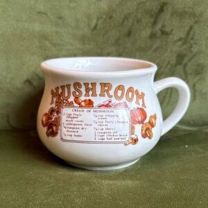 Vintage 1970s Ceramic Mushroom Soup Recipe Mug